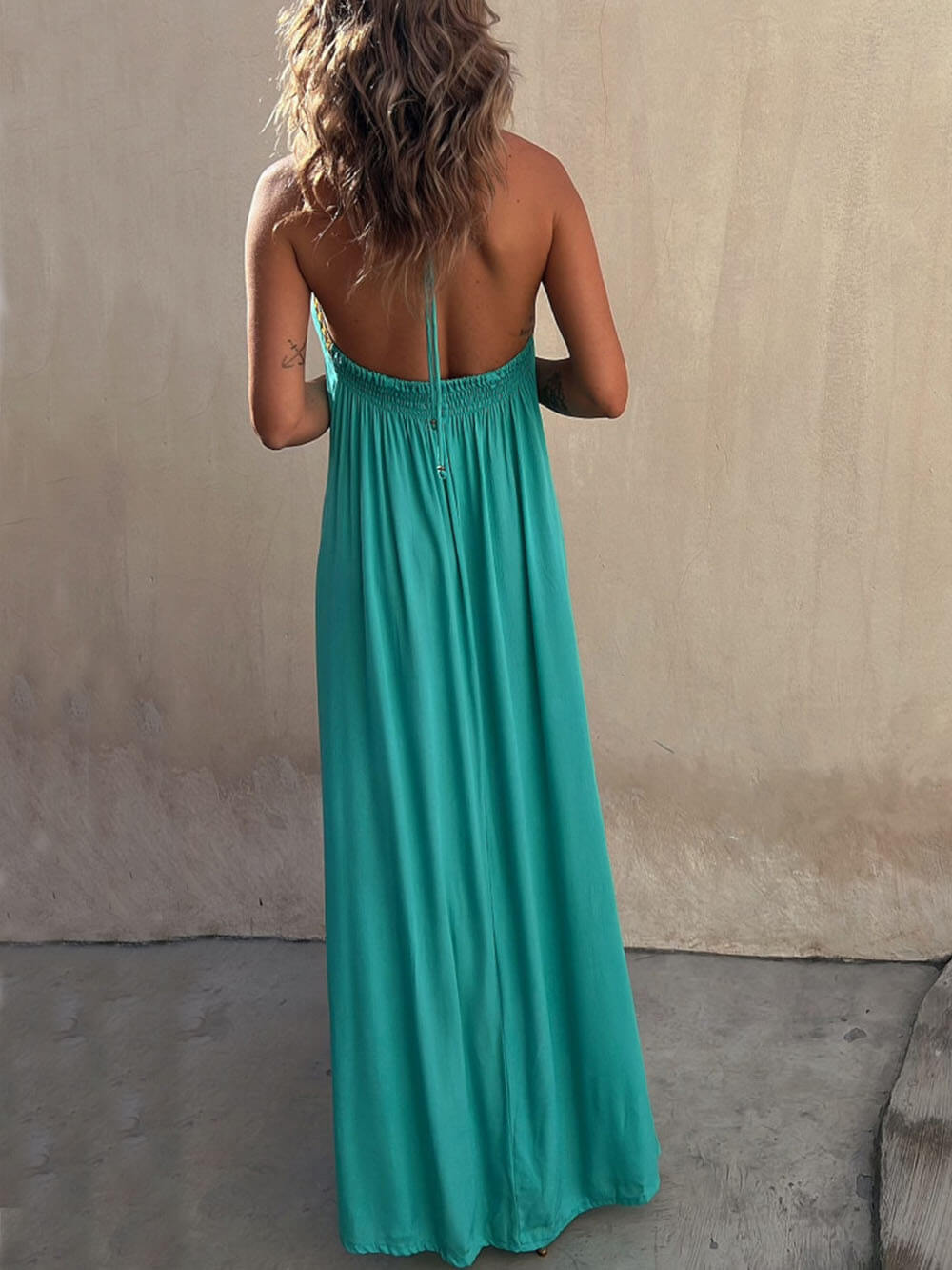 Halter Neck Casual Resort Maxi Dress - Fashionpara