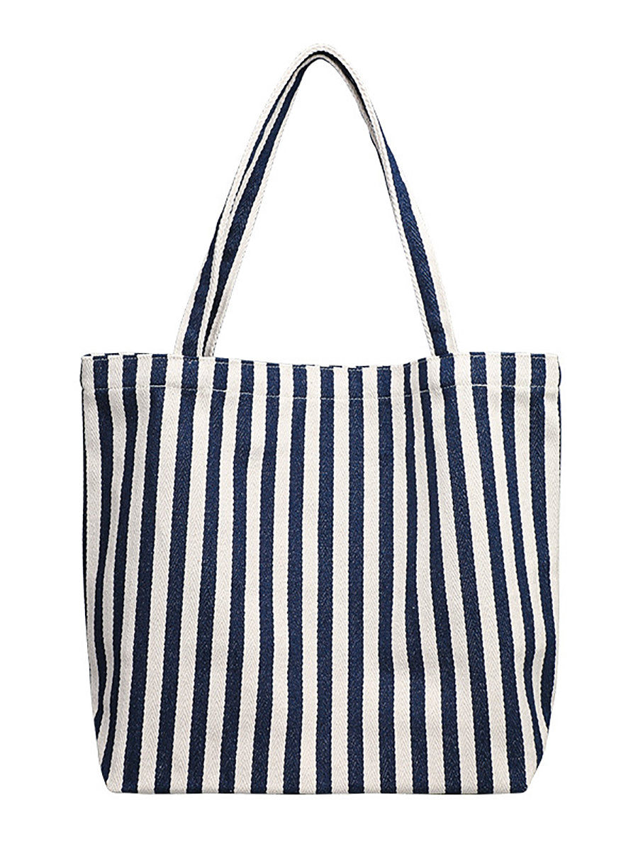 Casual Stripe Shoulder Canvas Bag
