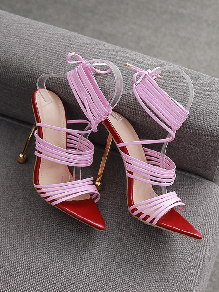 Lace-up Cross Strap Sandals