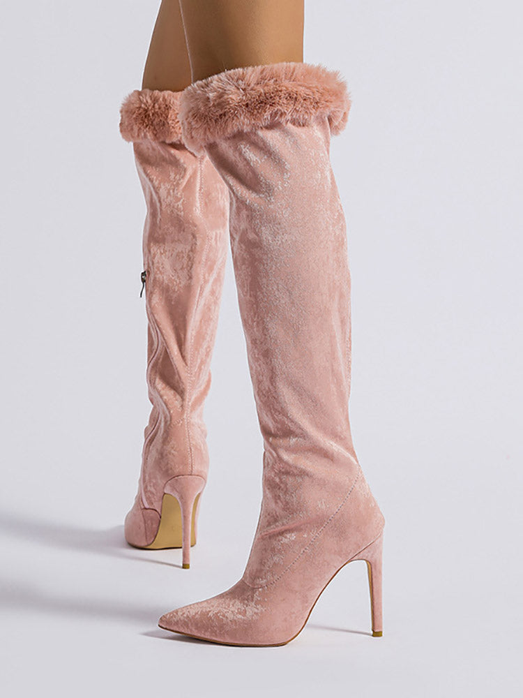 Suede Stiletto Heeled Boots