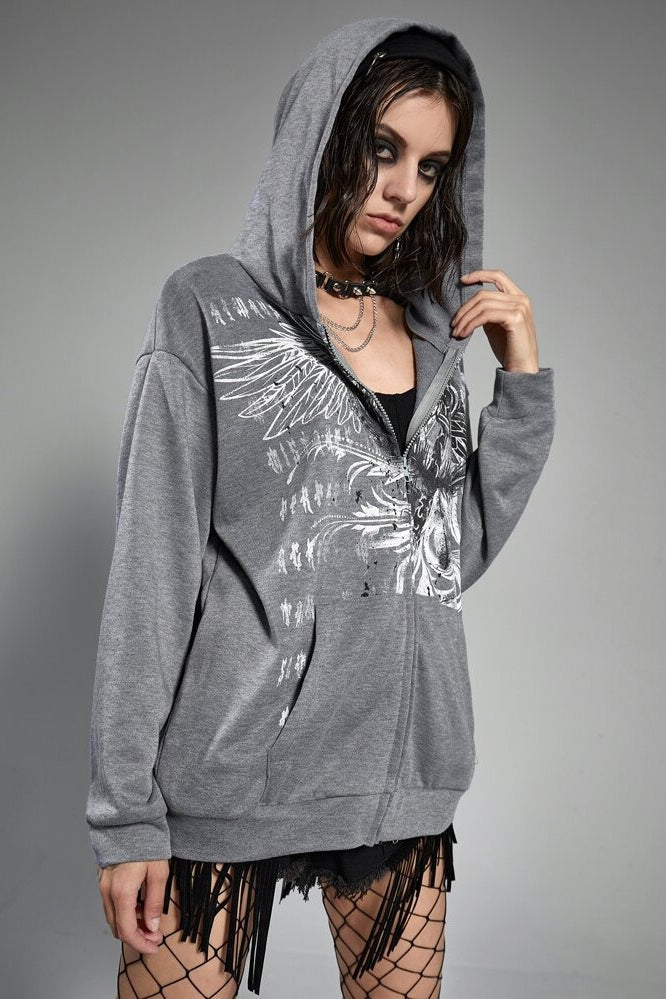 Oversized Eagle Print Hoodie