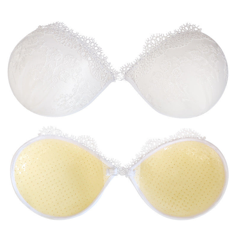 White Lace Embroidered Push Up Invisible Bra 