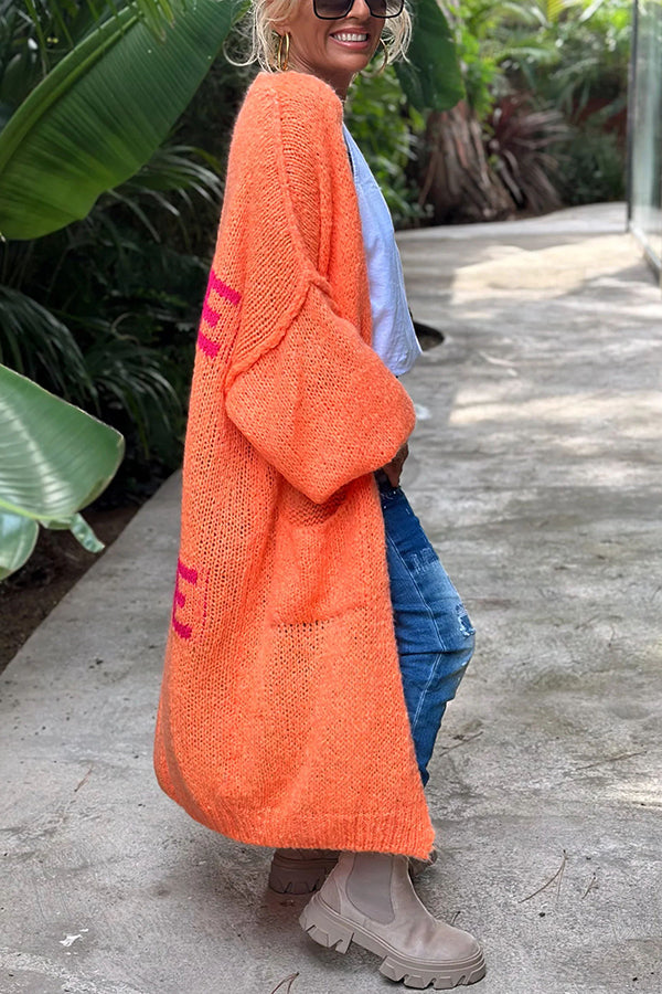 Calling for Love Back Oversized Midi Cardigan with Pockets