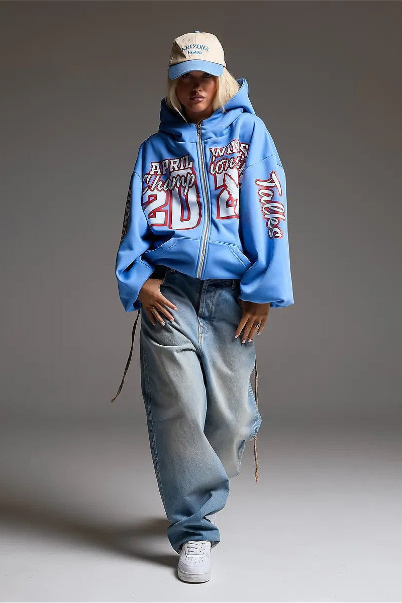 Heavyweight Printed Zip Up Hoodie