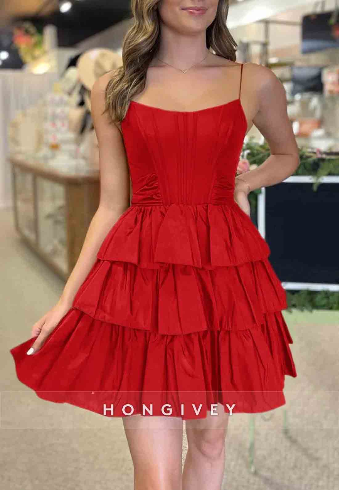 Sleeveless A-Line Bowknot Low Back Ruched Spaghetti Straps Short Homecoming Dresses