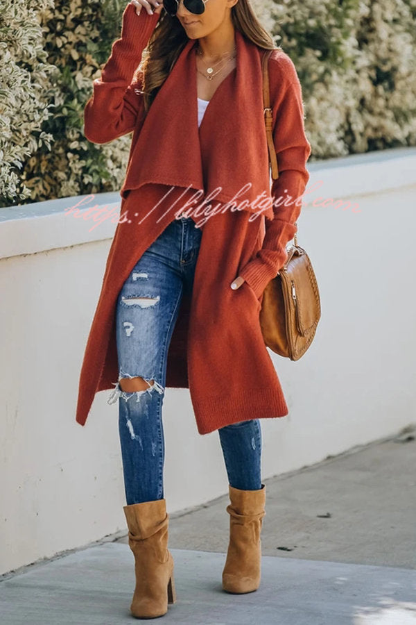 Lady Rin Oversized Drape Neckline Knit Cardigan for Comfort