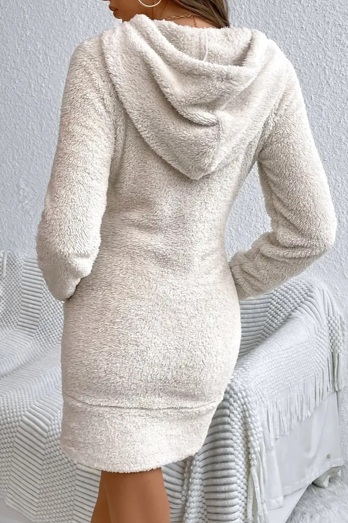 Teddy Fleece Hooded Long Sleeve Bodycon Mini Dress 2