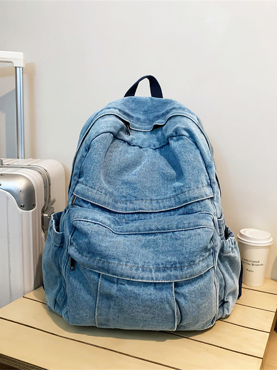 Vintage Denim Spliced Large Capacity Shoulder Bag