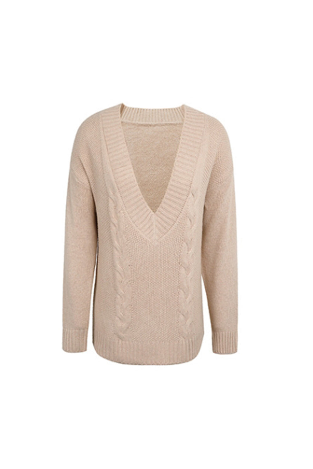 RadyRin Deep V-Neck Twist Sweater for Effortless Style