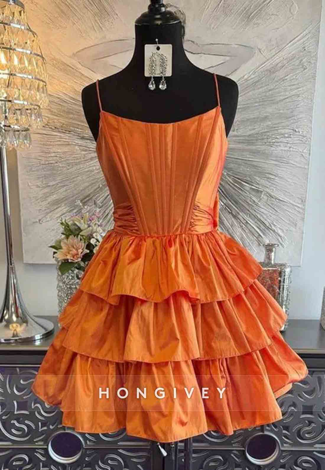 Sleeveless A-Line Bowknot Low Back Ruched Spaghetti Straps Short Homecoming Dresses