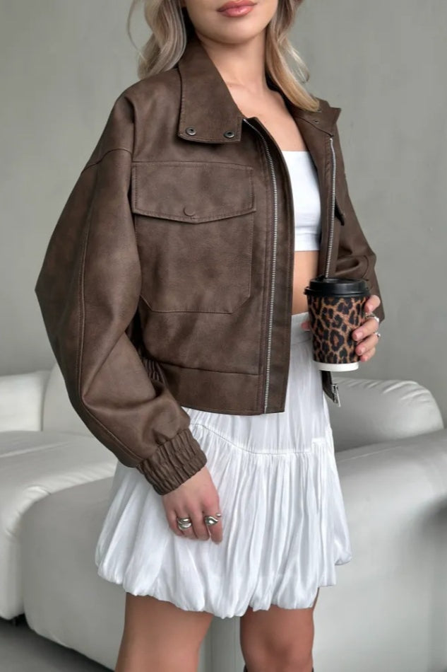 Lightweight PU Open Coat for Effortless Style and Comfort