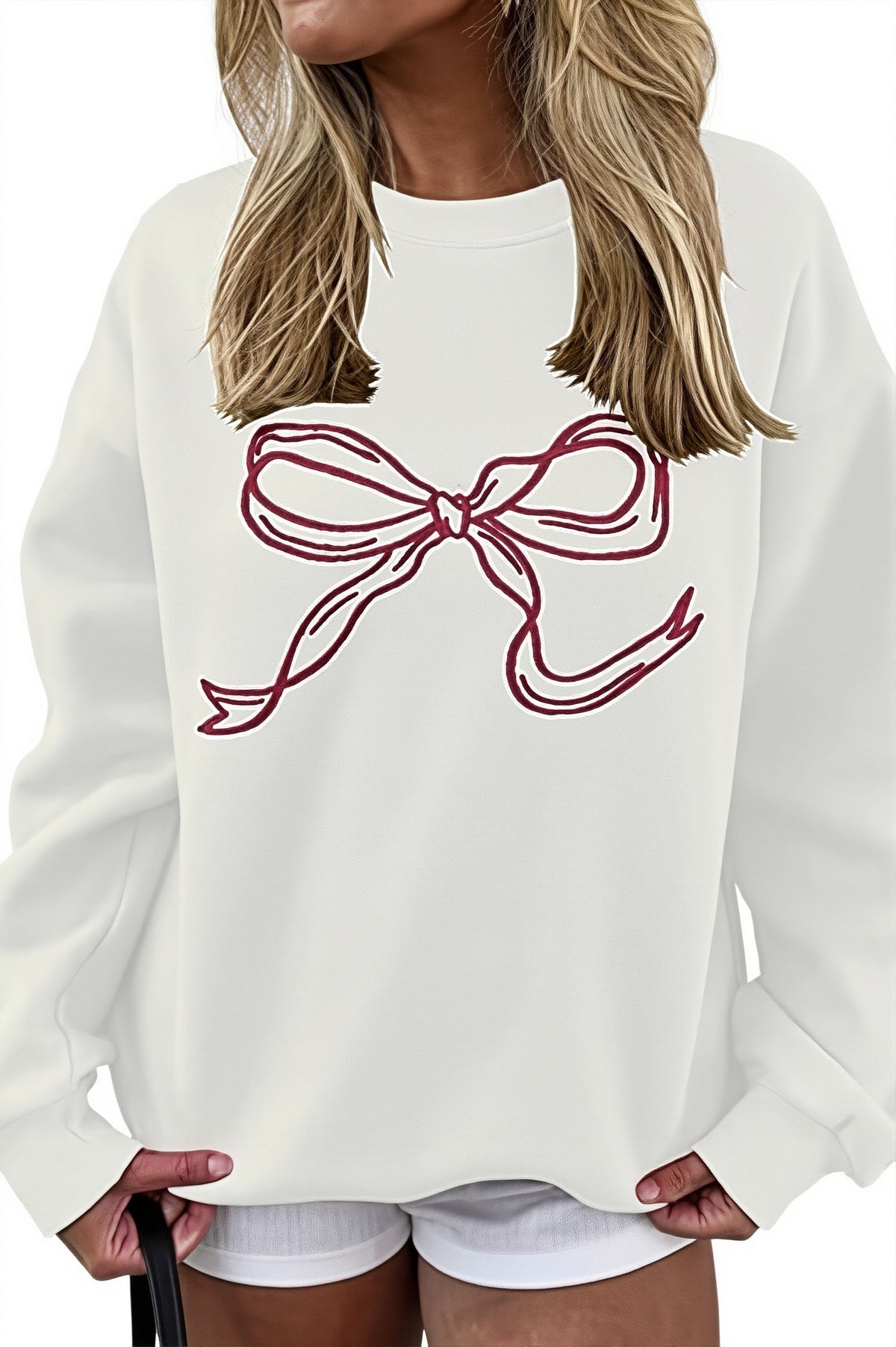 Bow Graphic Crew Neck Sweatshirt 7