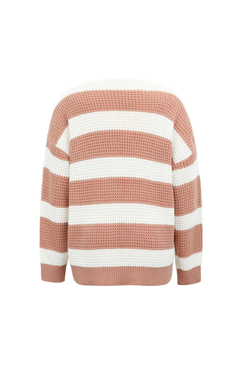 RadyRin V-Neck Striped Waffle Sweater for Stylish Comfort