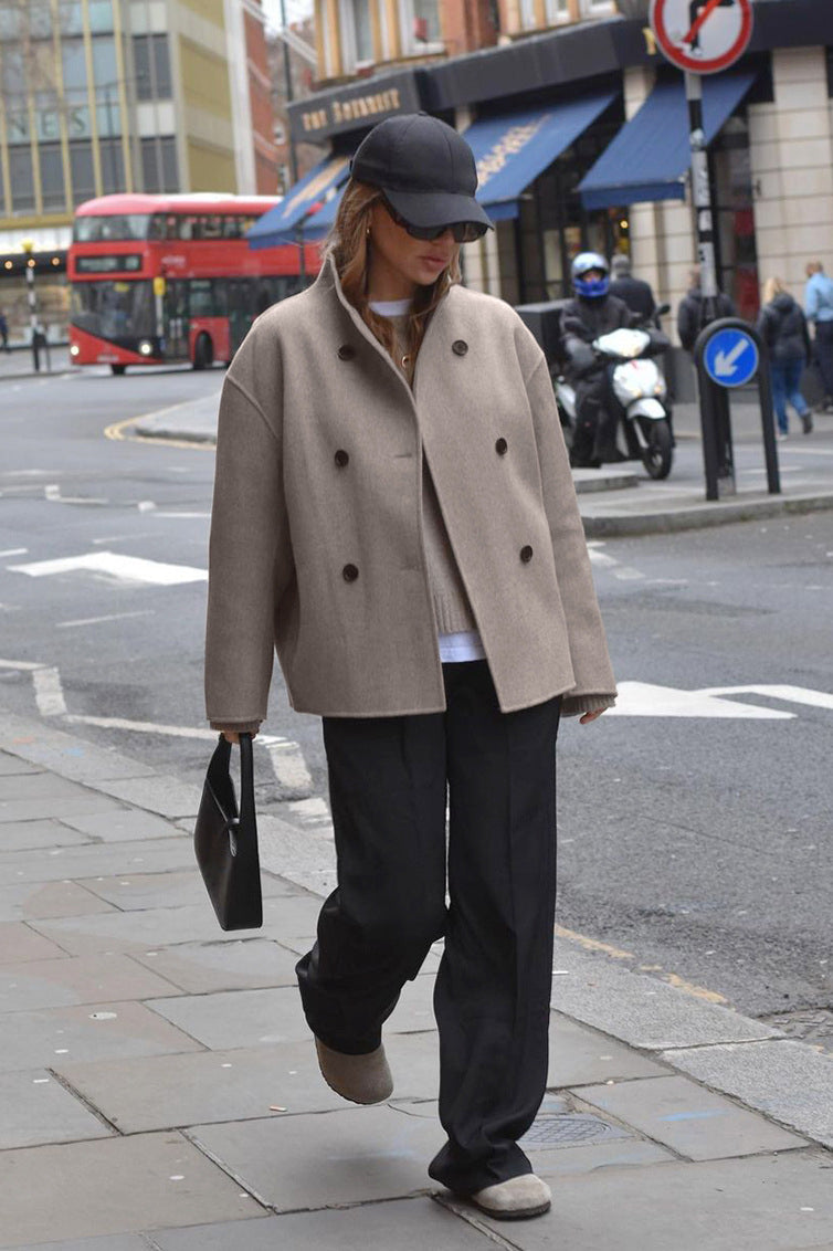Stylish Brown Double-Breasted Blazer Coat for Sophisticated Looks