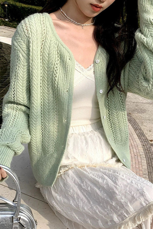 Lightweight Hollow Knit Vest Cardigan 2