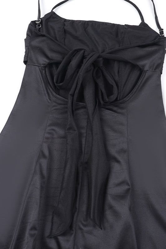 Satin Square Neck High Split Bodycon Party  Dress