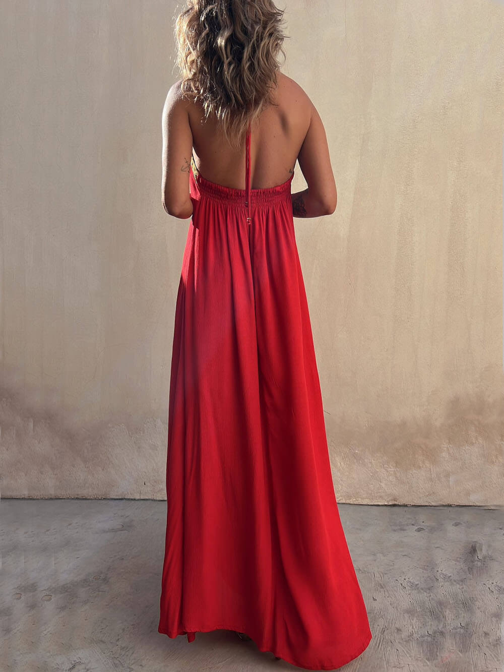 Halter Neck Casual Resort Maxi Dress - Fashionpara