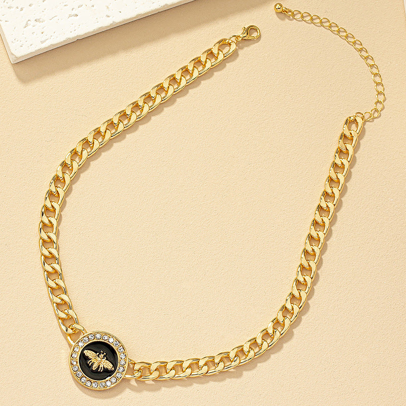 Round Bee Diamond Necklace