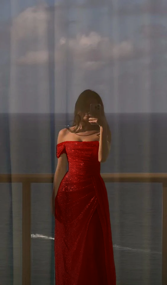 Off Shoulder White Sequin Side Slit Long Evening Prom Dresses, Sequin Wedding Dresses