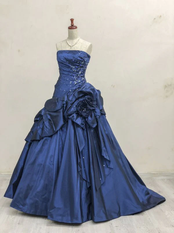 Strapless Navy Blue Sweet 16 Ball Gown Formal Party Long Dress - Fashionpara