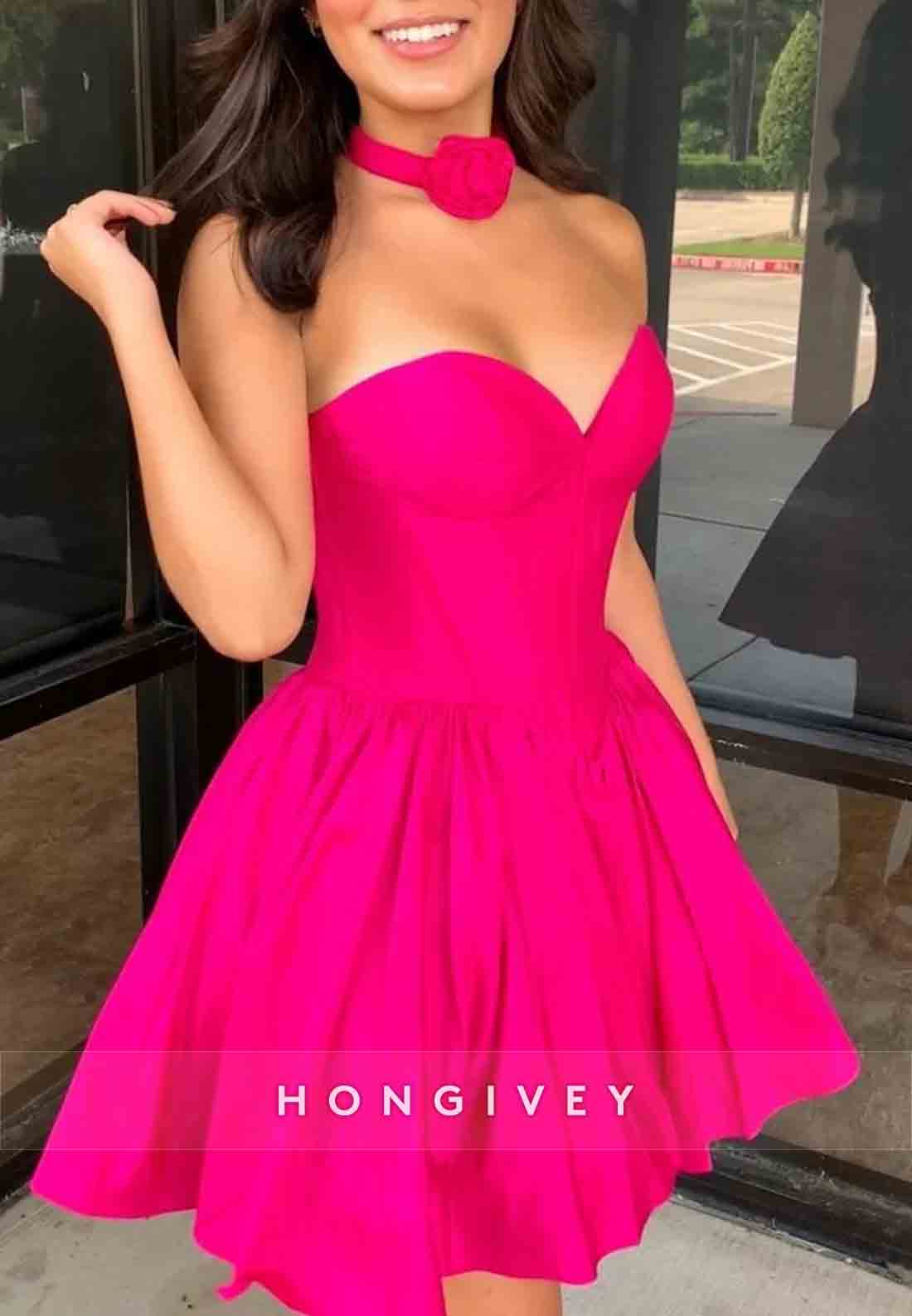 Simple Sweetheart Pleated Sleeveless A-Line Short Homecoming Dresses