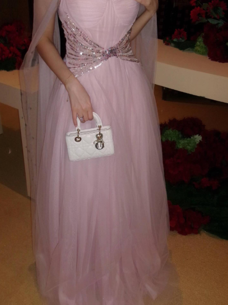 Charming Pink Tulle Beaded Long Party Dress Formal Wedding Guest Dress D1186