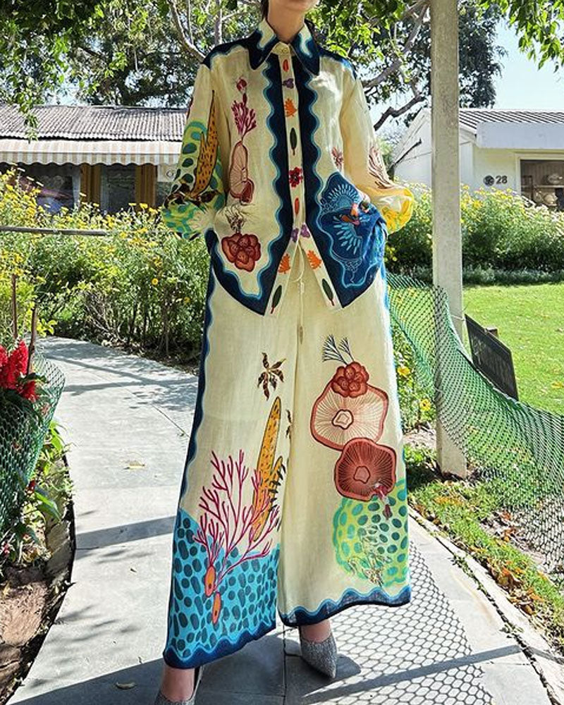 Fashion Underwater World Printed Two-piece Set - Fashionpara