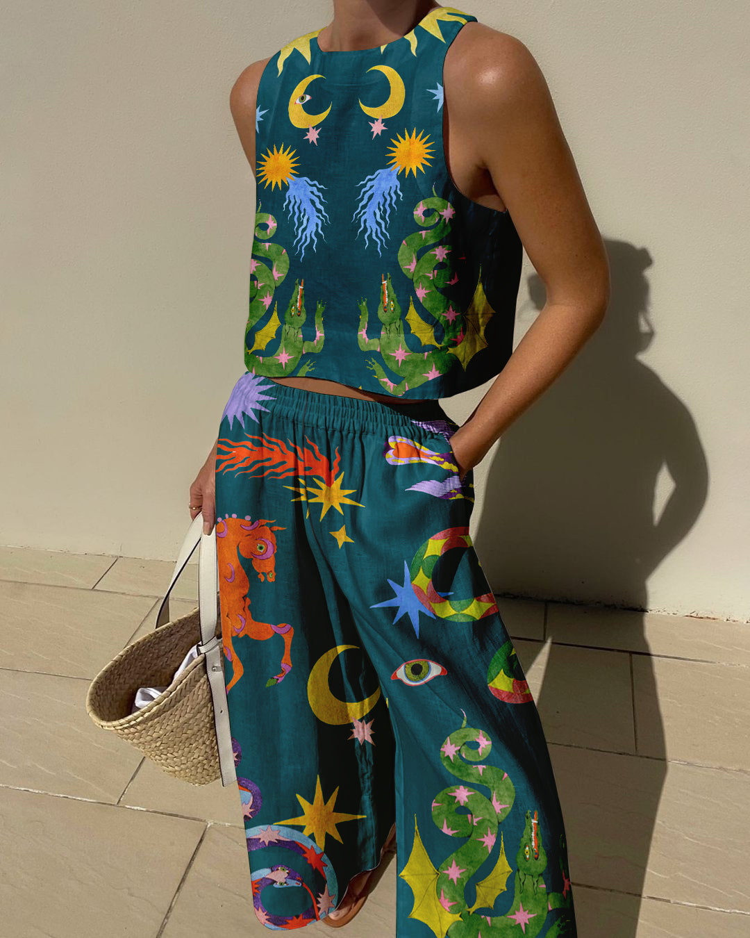 Abstract Print Simple Fashion Two-piece Set - Fashionpara