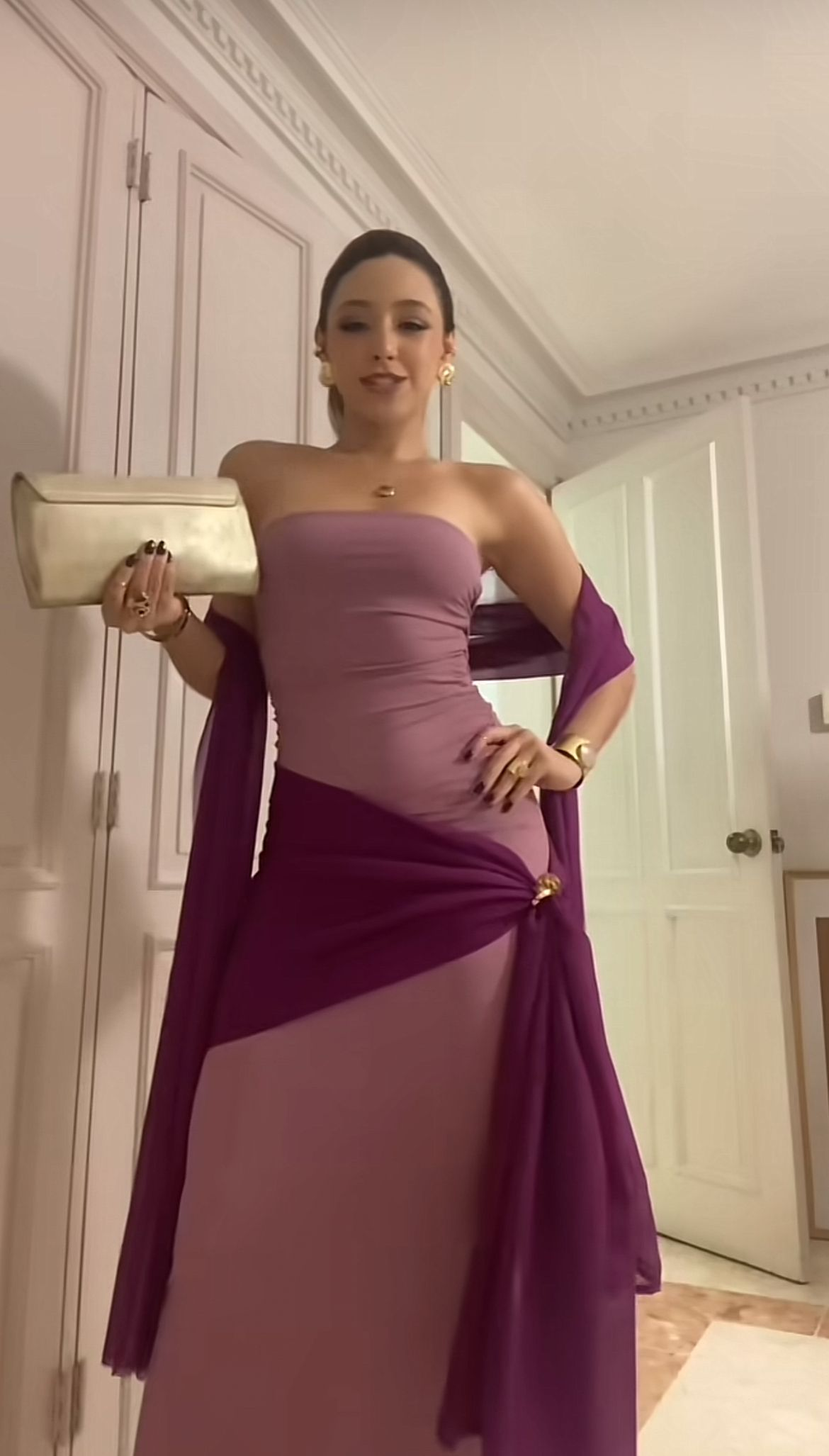 Vintage Strapless Chiffon Pleated Mermaid Evening Dress Long Party Dress With Ribbon D882