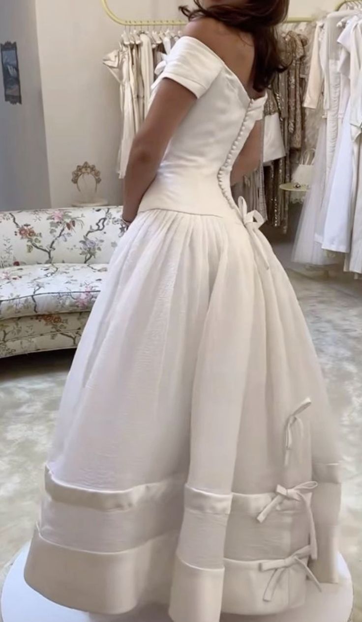 A Line Off Shoulder Long Wedding Dress Simple Bridal Dresses