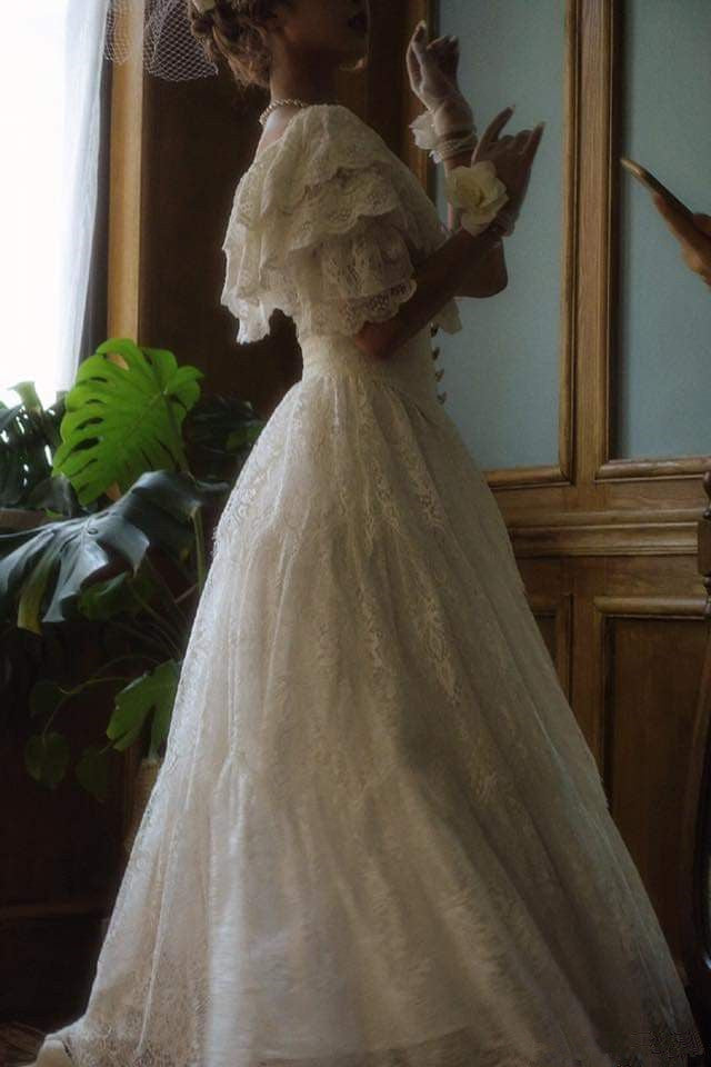 A Line Off Shoulder Wedding Dress Lace Princess Dress