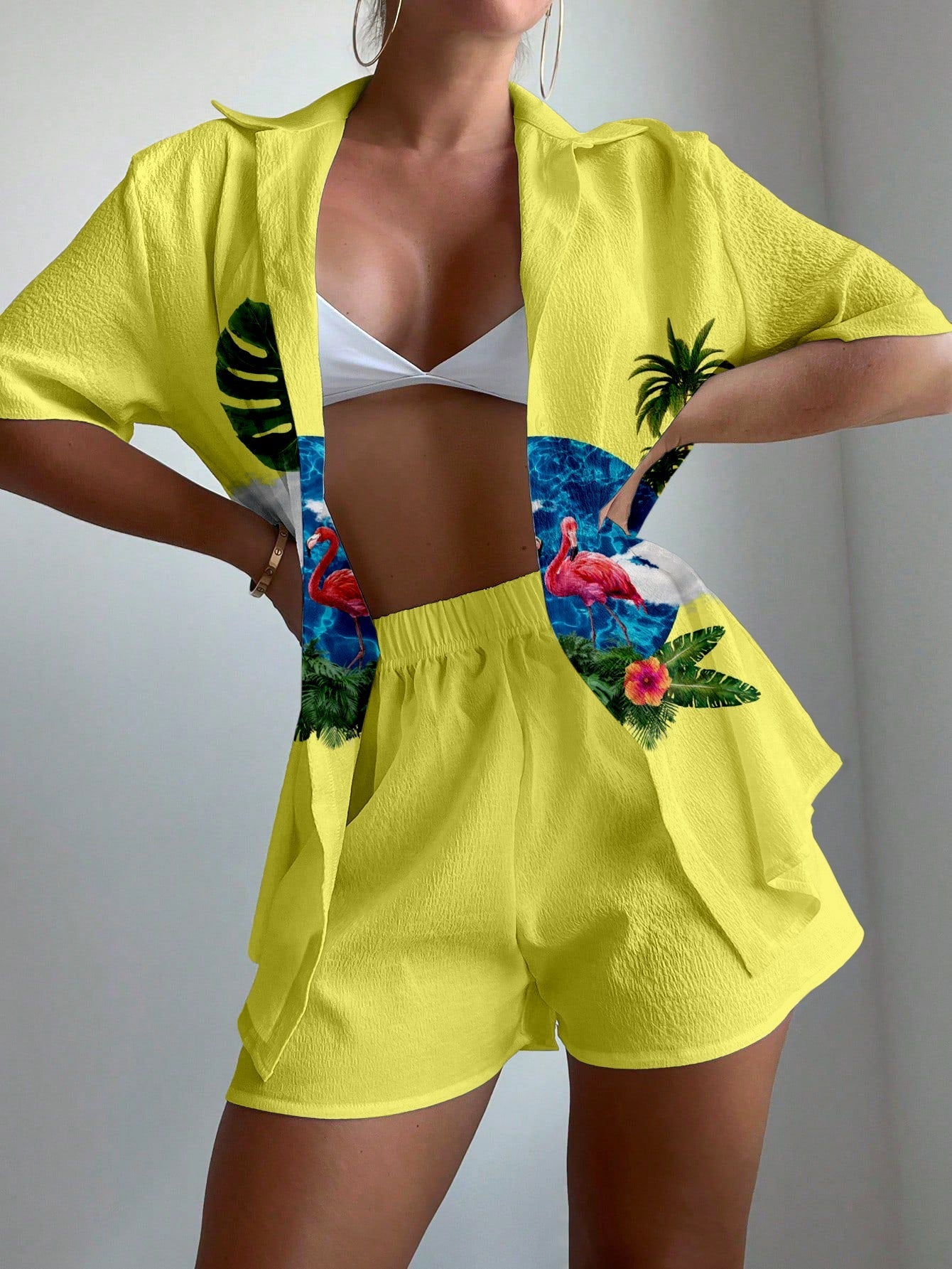Beach vacation print two-piece set - Fashionpara