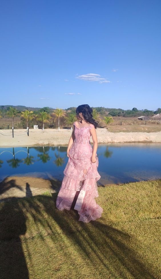 Gorgeous A-Line Off The Shoulder Long Corset Prom Dress with Sequin And Split - Fashionpara