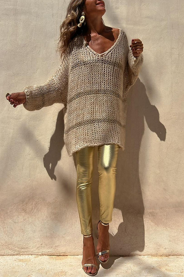 Lady Rin Colorblock Knit Pullover Sweater for Autumn Brunch