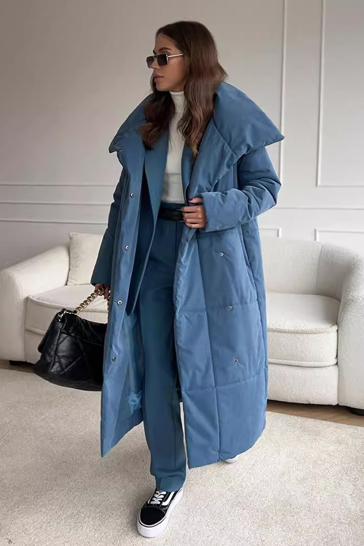 Cotton Padded Stand Collar Long Warm Loose Overcoat - Fashionpara