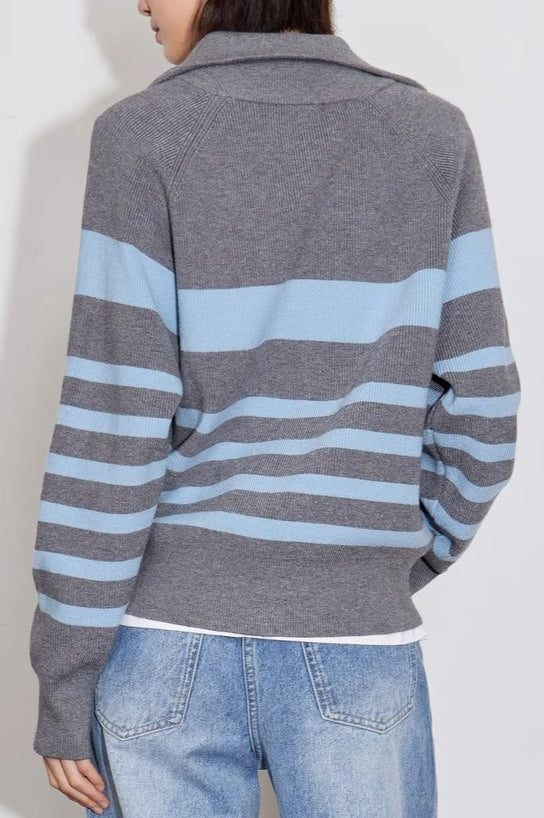 Color Block Striped Knit Sweater