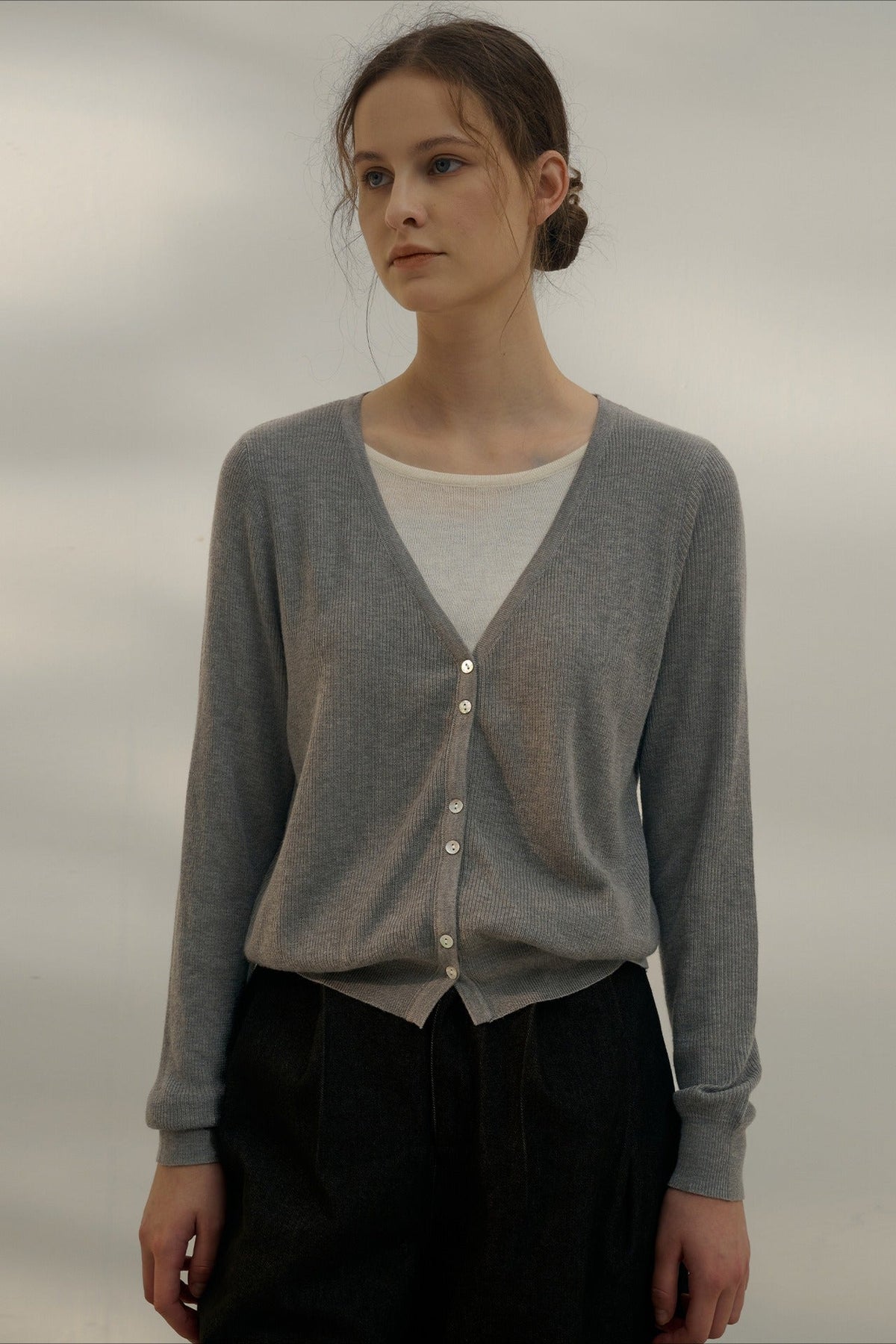 Color Block Layered V-Neck Knit Top