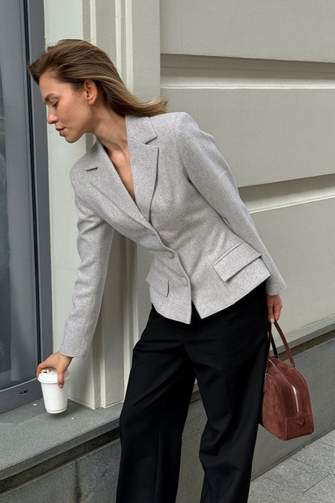 Vintage Slim Fit Gray Blazer