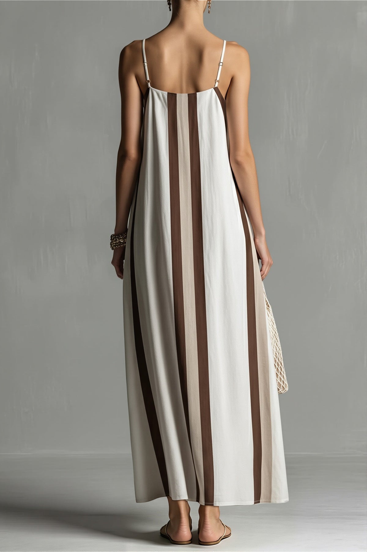 Striped Sleeveless Swing Maxi Dress