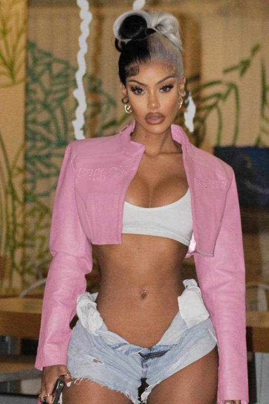 Chic Pink Biker Bomber Coat for Stylish Everyday Wear