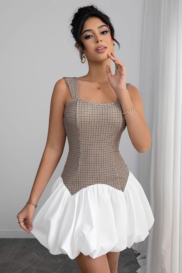 Houndstooth Colorblock Mini Work Dress