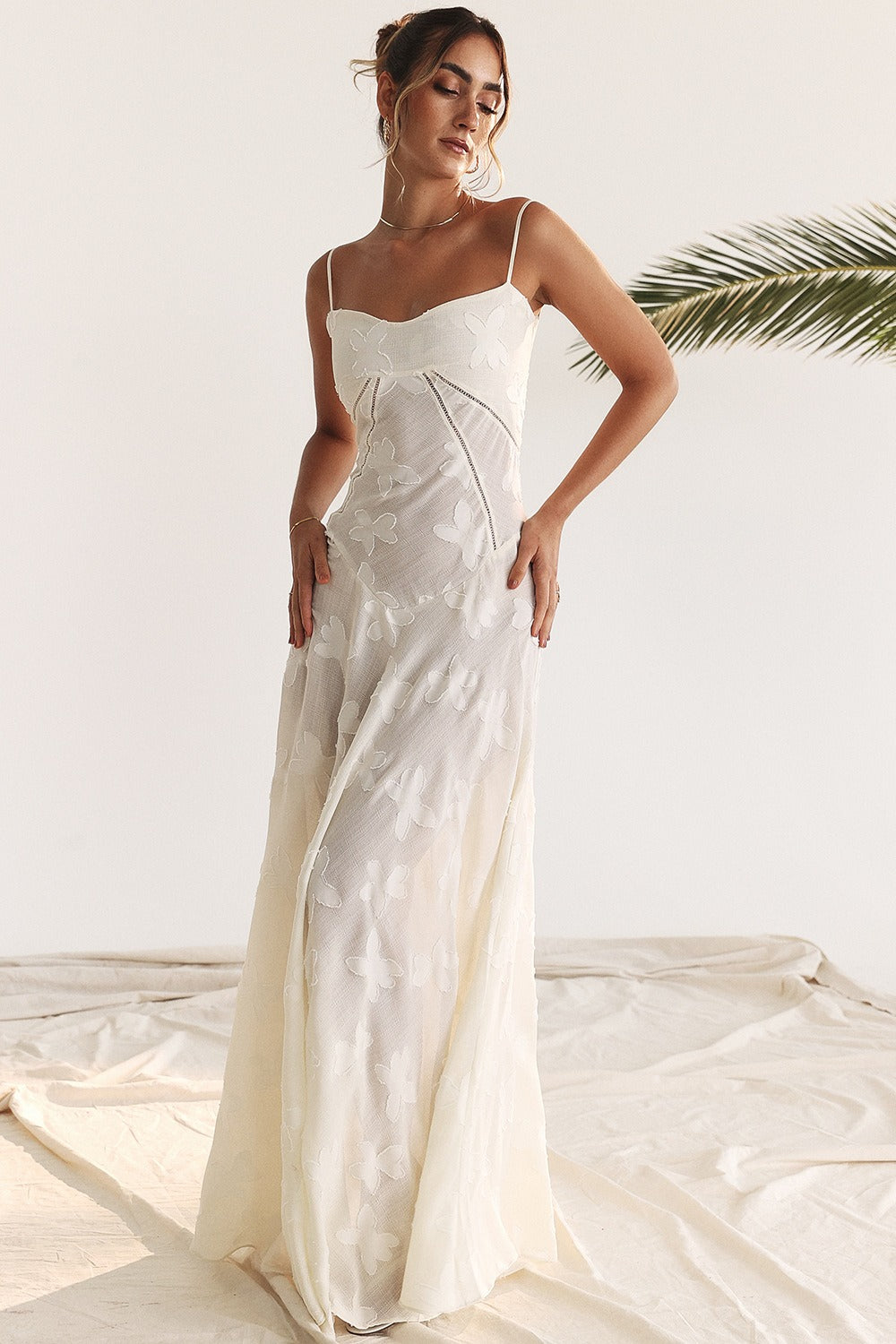 Floral Print Sweetheart Spaghetti Strap Slip Maxi Dress