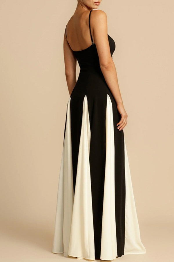 Two-Tone Sweetheart Spaghetti Strap A-Line Maxi Gown