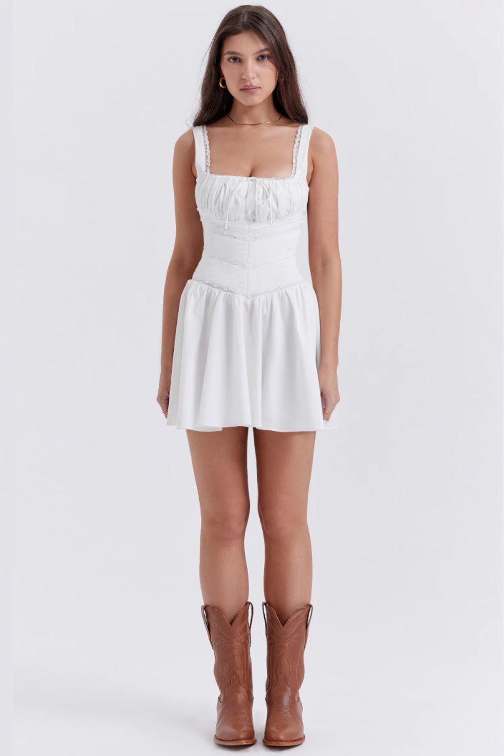 Lace Trim White Cami Fit Mini Lace Dress