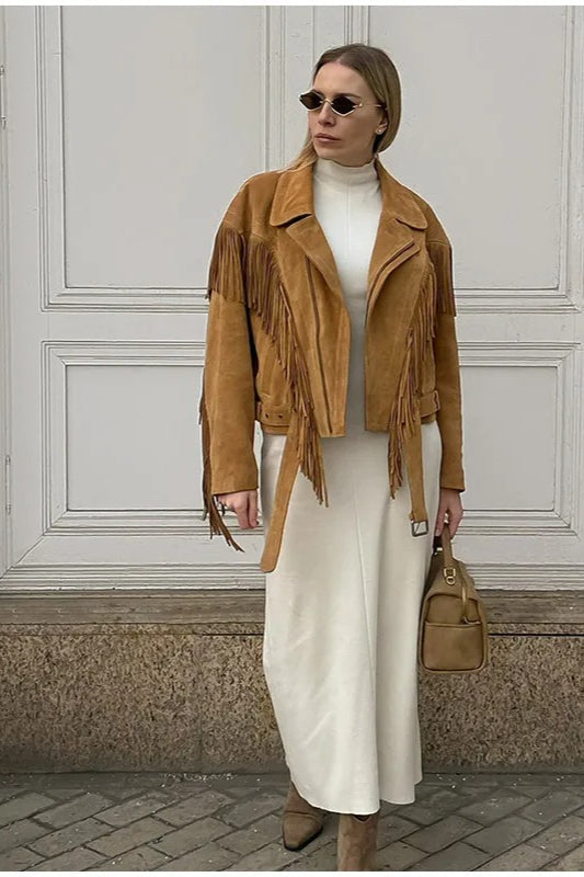 Suede Cropped Zipper Jacket