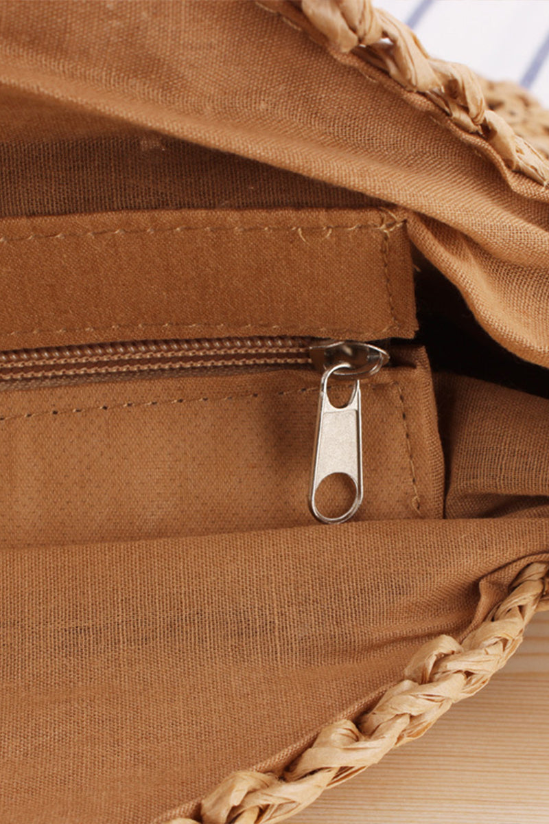 Trendy Leather Strap Woven Straw Beach Shoulder Bag - Fashionpara