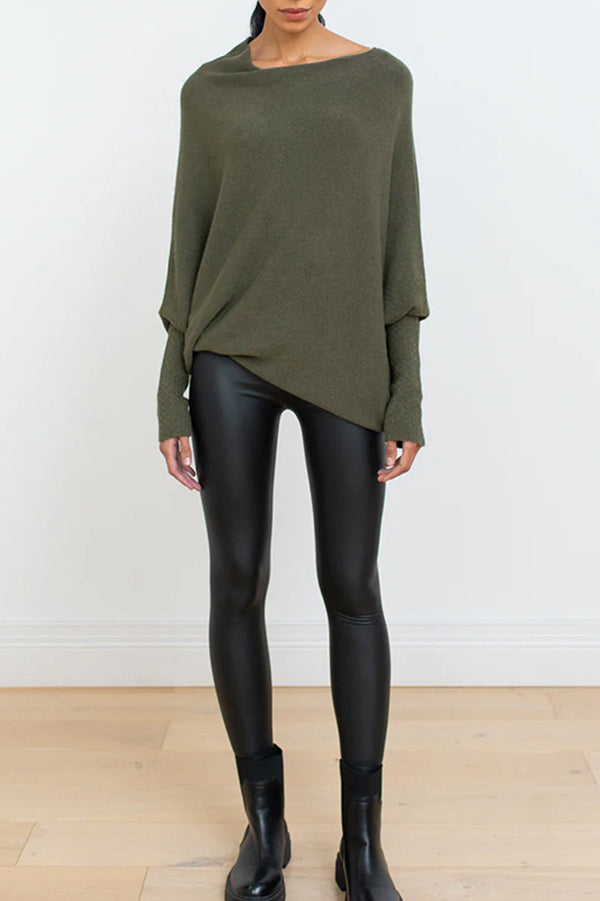 Chic Solid Color Round Neck Long Sleeve Knitted Sweater