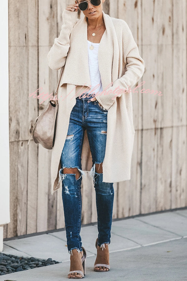 Lady Rin Oversized Drape Neckline Knit Cardigan for Comfort