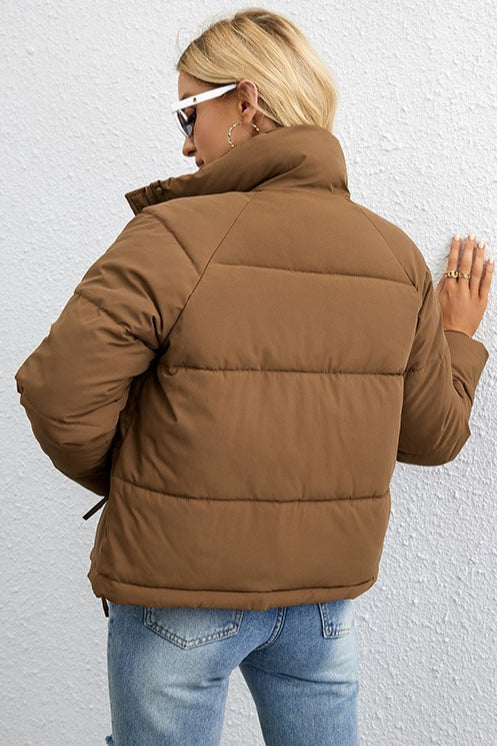 Short Stand Collar Relaxed Puffer Jacket