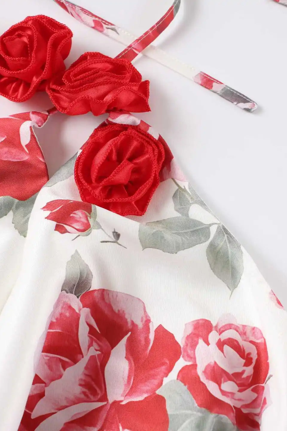 Rose Halter Off-Shoulder Floral Dress